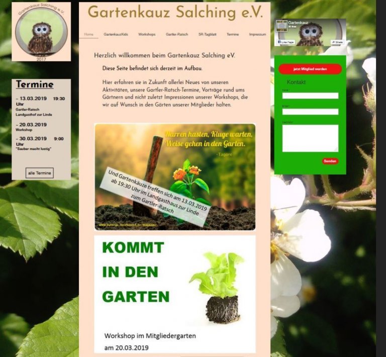 Website des Vereins Gartenkauz Salching